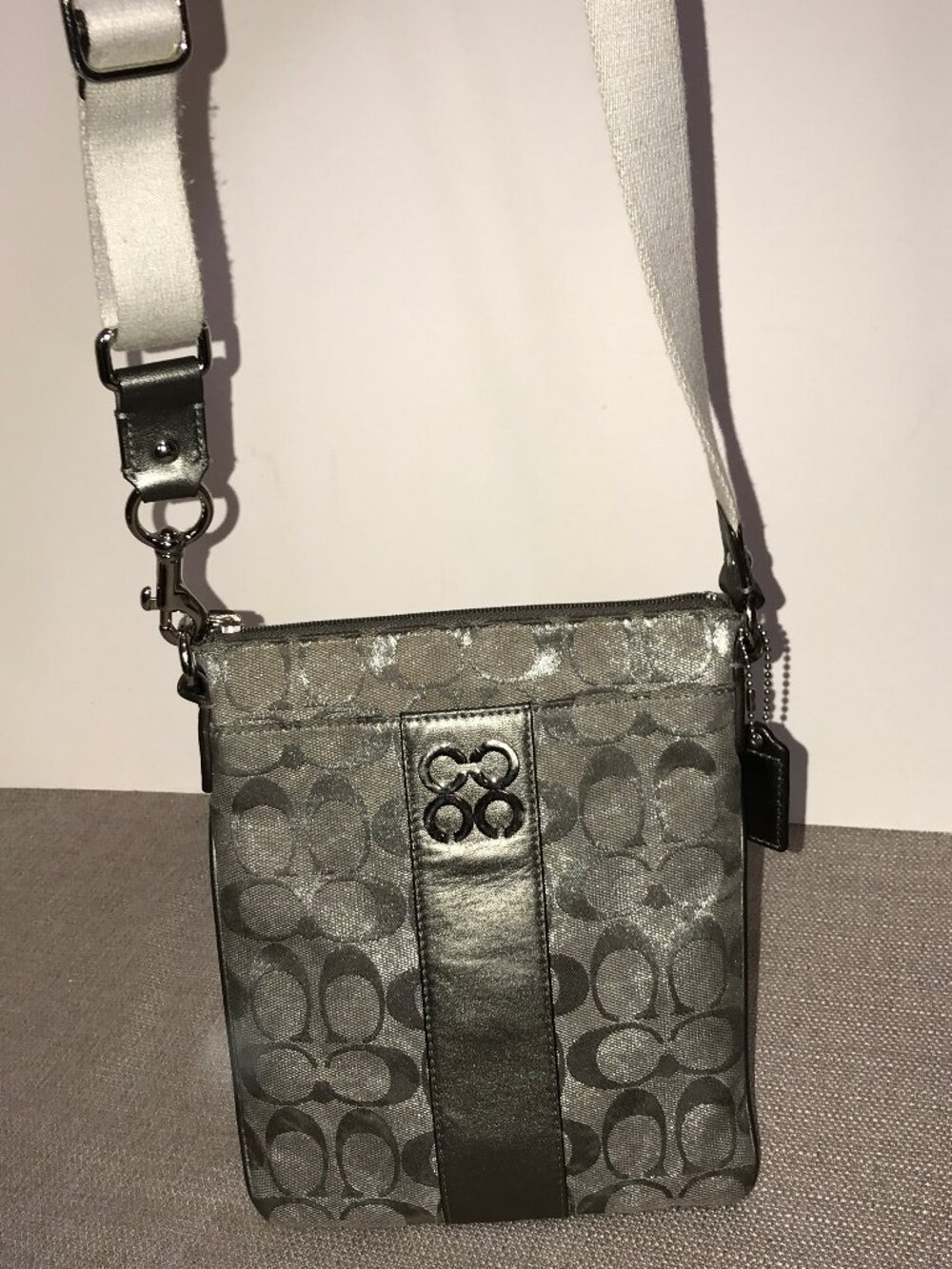 Y2K Coach Signature C Metallic Swing Pack Crossbody Bag